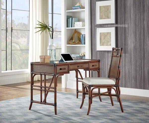 Wicker desk deals and chair set