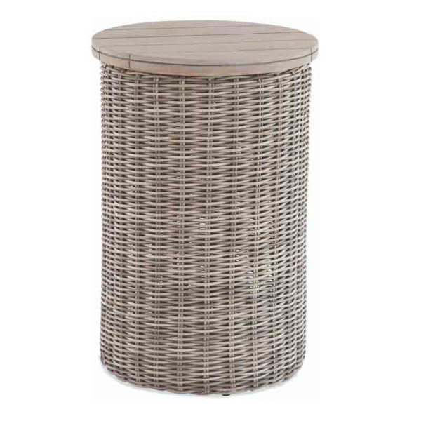 Paradise Bay Outdoor Patio (Nice enough for Indoor) Wicker Rattan Chairside End Table Model 486-122 Made in the USA by Braxton Culler