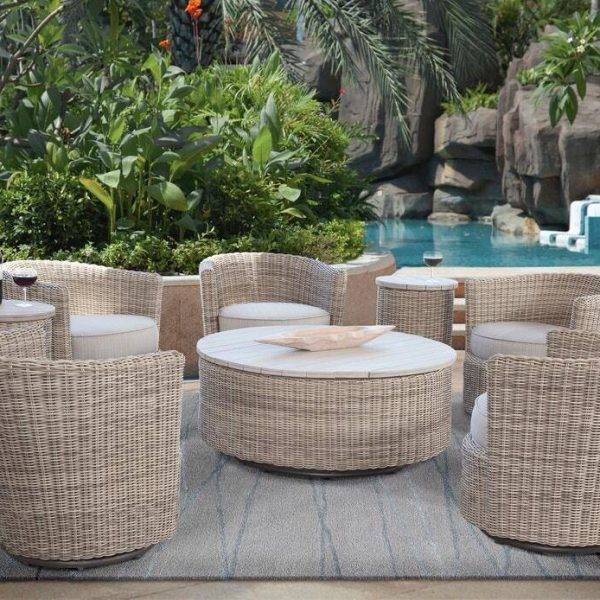 Paradise Bay Outdoor Patio (Nice enough for Indoor) Wicker Rattan 5 Pc Seating Set Model 486-SET Made in the USA by Braxton Culler