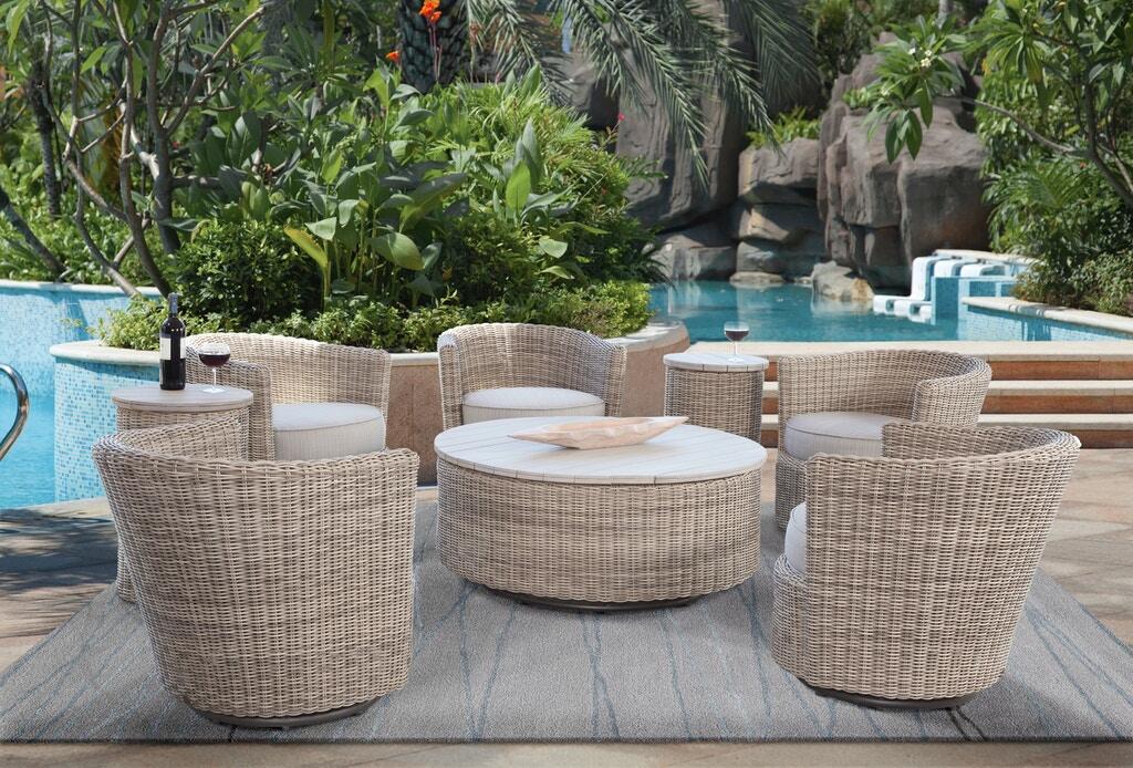 Paradise Bay Outdoor Patio (Nice enough for Indoor) Wicker Rattan 5 Pc Seating Set Model 486-SET Made in the USA by Braxton Culler