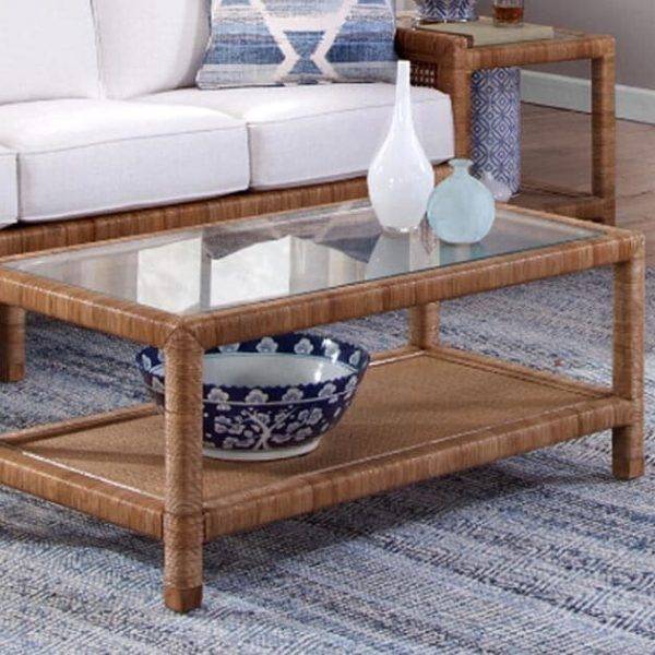 Pine Isle Rattan and Wicker Coffee Table Model 1023-072 Made in the USA by Braxton Culler