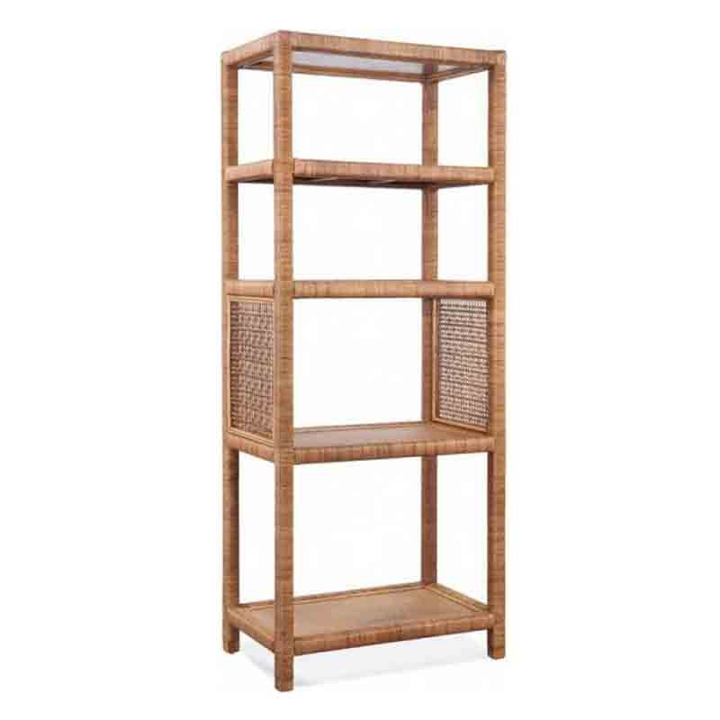 Pine Isle Rattan and Wicker Etagere Bookcase Model 1023-078 Made in the USA by Braxton Culler