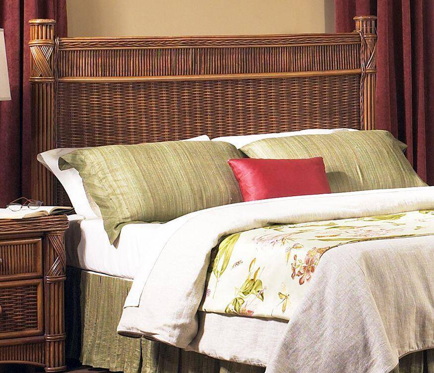 Brown wicker deals headboard