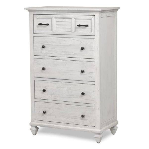 Surfside Weathered White 5 Drw Chest B27736-WW By Seawinds Trading