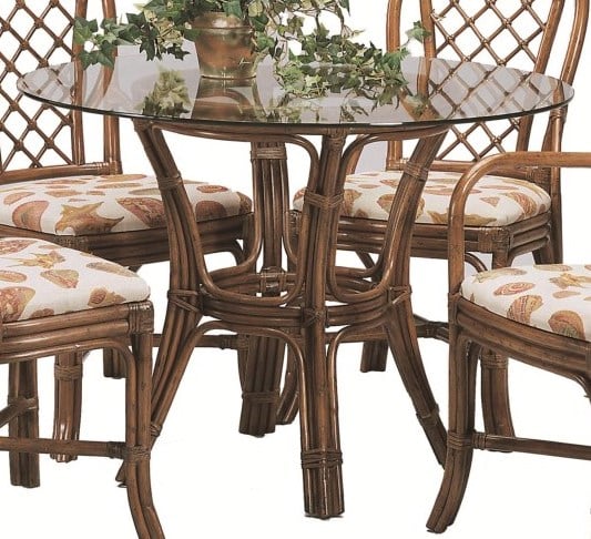 Trellis Rattan Dining Table with 42 Inch Round Beveled Glass Top 979-075 by Braxton Culler