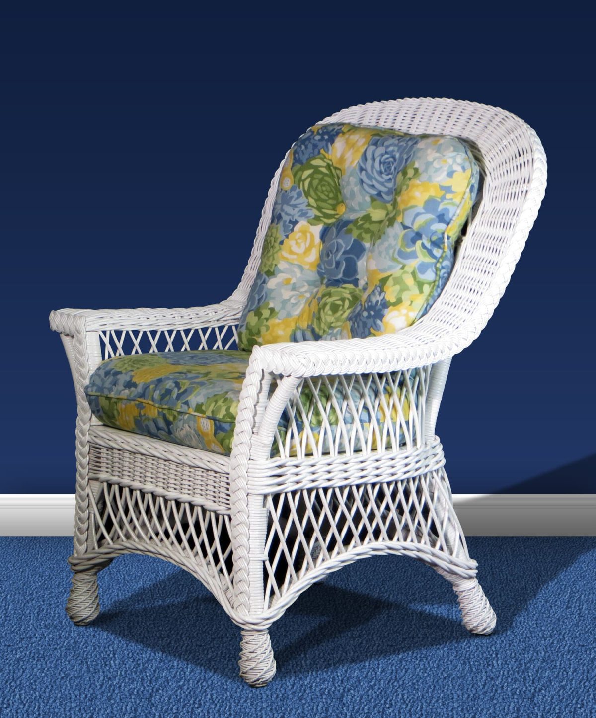 Bar Harbor White Rattan Dining Chair Model BHAC-w from Spice Island Wicker