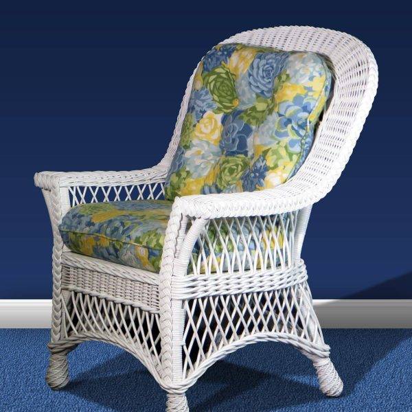 Bar Harbor White Rattan Dining Chair Model BHAC-w from Spice Island Wicker