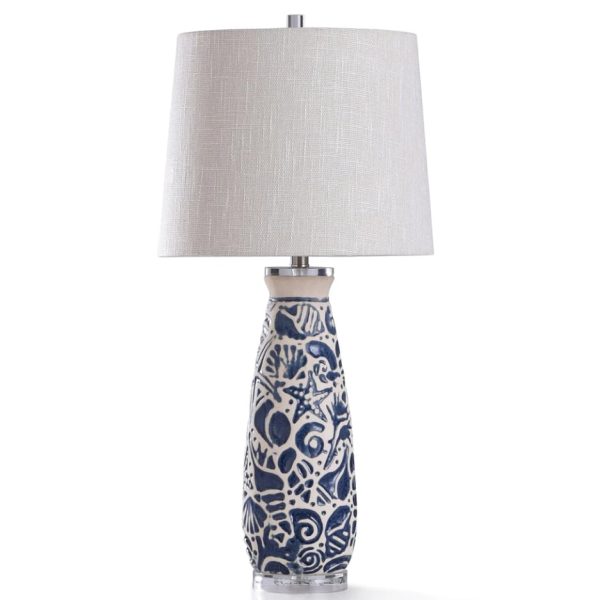 Coastal Maris Blue and Ivory Ceramic Lamp – FREE SHIPPING