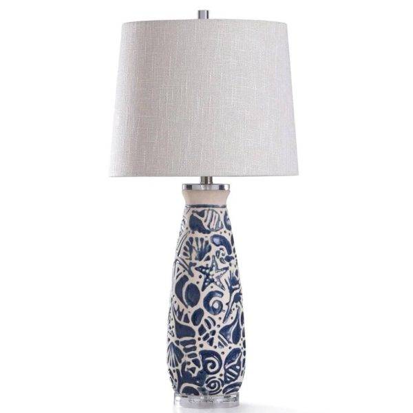 Coastal Maris Blue and Ivory Ceramic Lamp – FREE SHIPPING