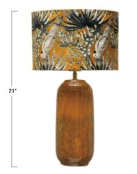 Stoneware Lamp with Cockatoo Velvet Lampshade Table Lamp – FREE SHIPPING