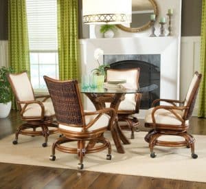 Raffles Caster Dining Set by Classic Rattan