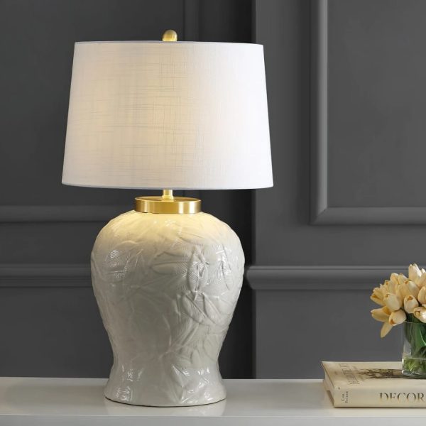 Sagwah Coastal White Palm Leaf Table Lamp – FREE SHIPPING