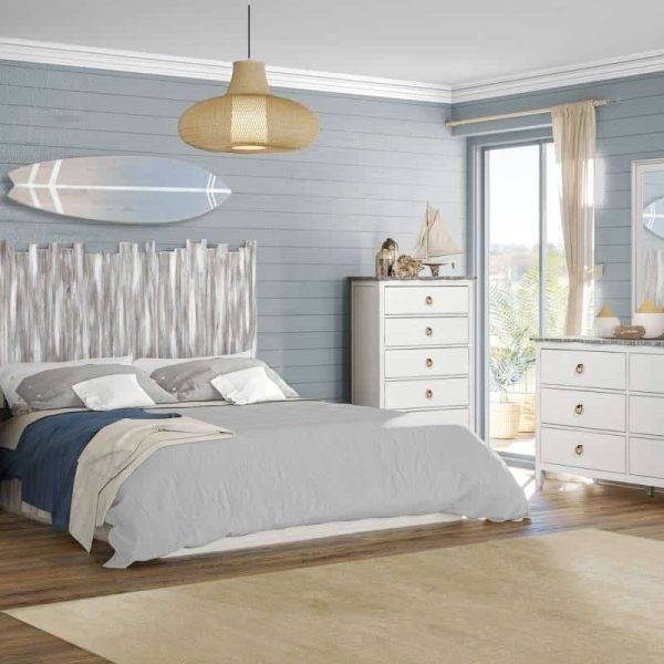 Picket Fence 4 Pc Bedroom Set in Rustic Distressed Grey