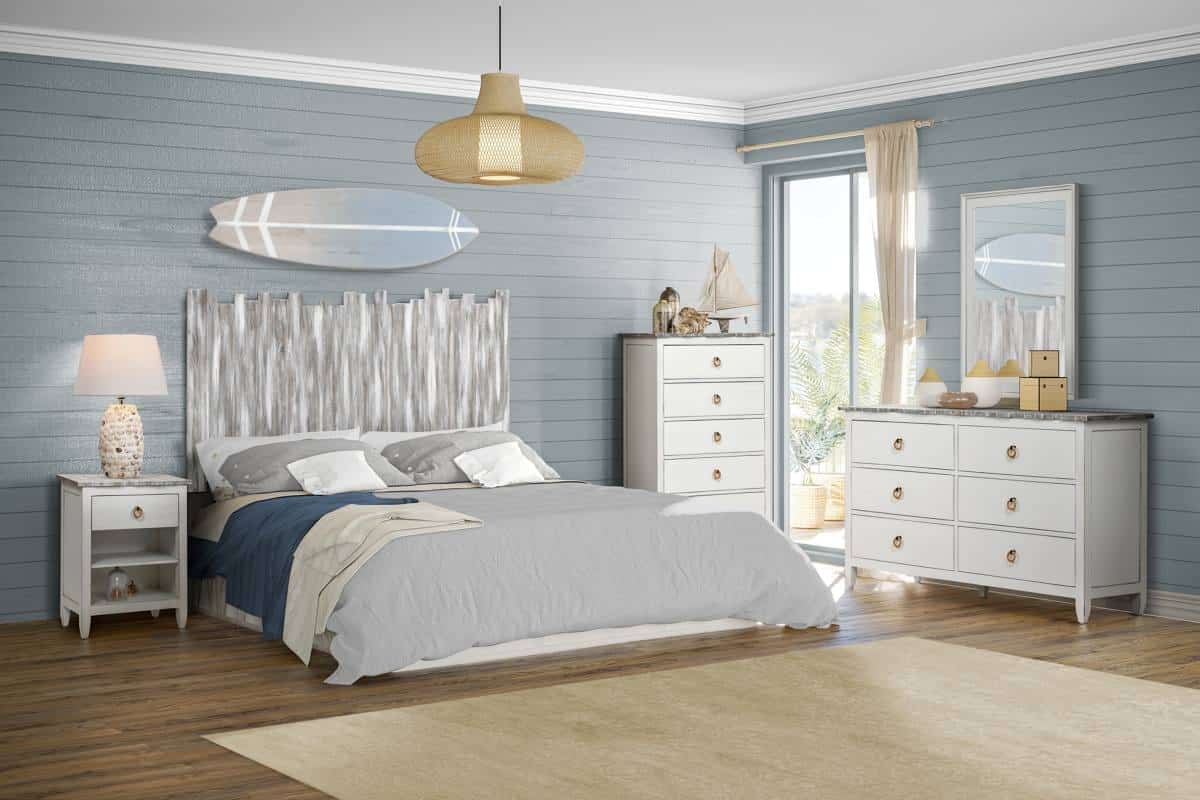 Picket Fence 4 Pc Bedroom Set in Rustic Distressed Grey