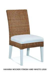 Farm House Dining Side Chairs with Havana Wicker and White Legs