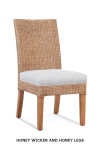 Farm House dining side chair with Honey Wicker and Honey Legs