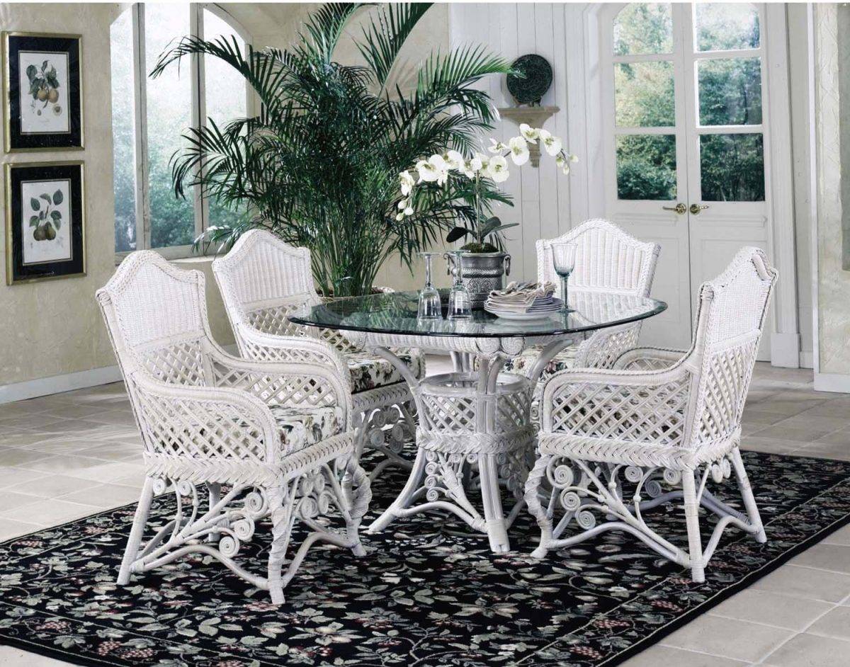 Gazebo Dining Set with White Arm Chairs