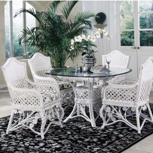 Gazebo Dining Set with White Arm Chairs