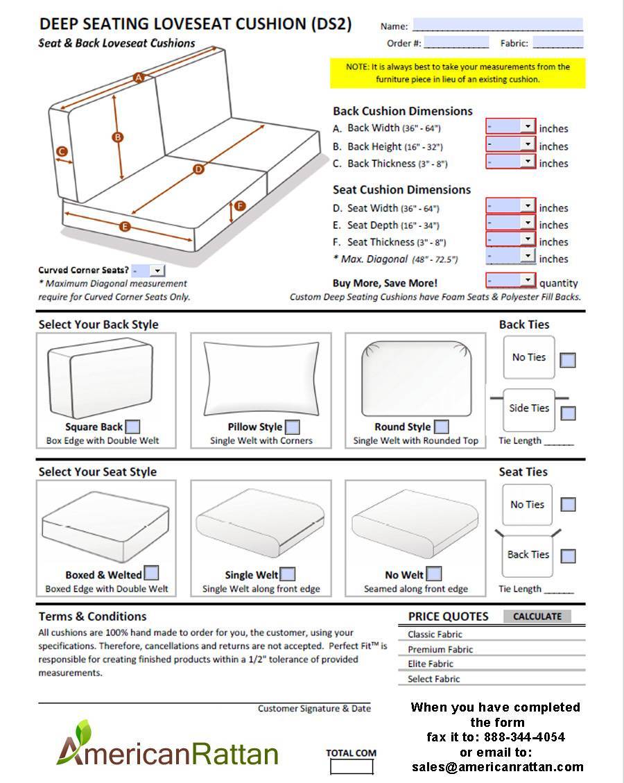 custom loveseat cushions