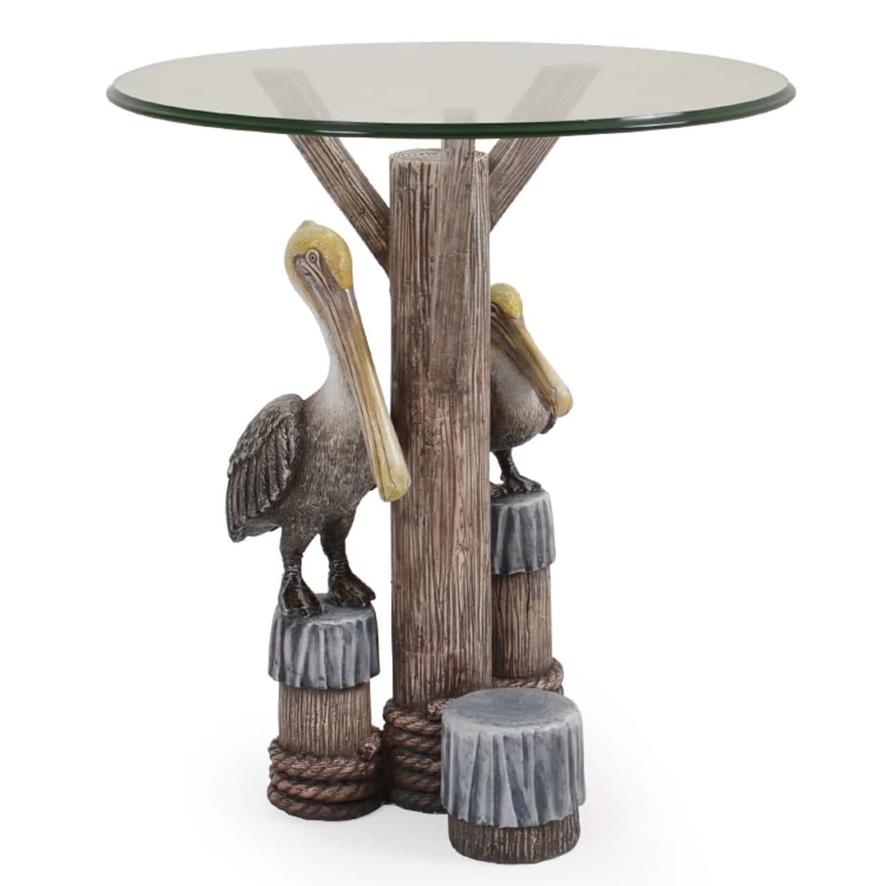 Pelican Hand Painted Resin Coastal Style Side Table