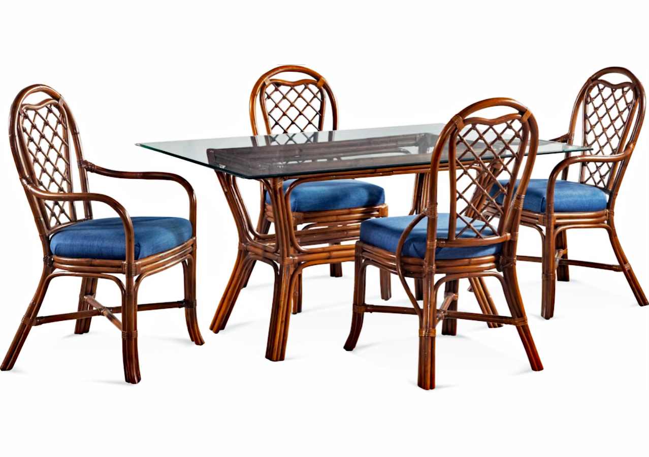 Trellis Rattan Rectangle Dining Set
