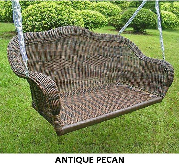 All Weather Wicker Hanging Loveseat Swing with Chains Model 3183