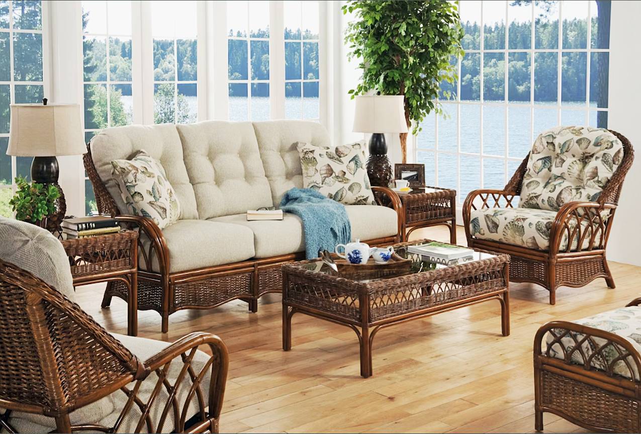 White Fiji Natural Rattan Wicker Furniture Sets - Indoor Wicker & Rattan  Full Size Seating - Indoor Wicker & Rattan