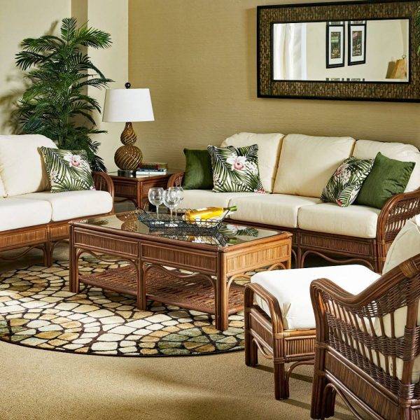 BERMUDA LIVING ROOM SET IN PECAN