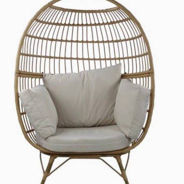 Wicker Fair Outdoor-Indoor Resin Egg Chair with Cushions