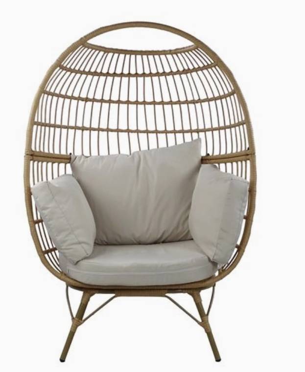 Wicker Fair Outdoor-Indoor Resin Egg Chair with Cushions