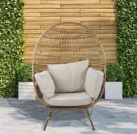 Wicker Fair Outdoor-Indoor Resin Egg Chair with Cushions