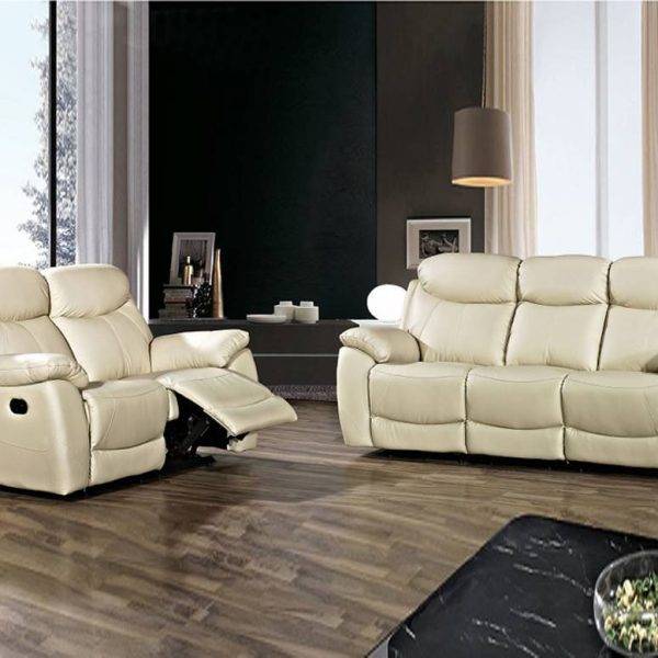 RSLV-3367 LEATHER SOFA AND LOVESEAT SET IN BEIGE