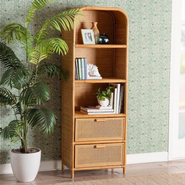 compass rattan book shelf