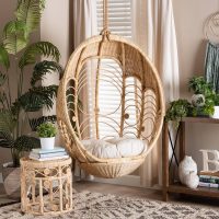 PARI UMIKA MODERN BOHEMIAN NATURAL BROWN RATTAN HANGING CHAIR