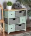 VALTINA MODERN AND CONTEMPORARY TWO-TONE OAK BROWN AND MINT GREEN FINISHED WOOD 3-DRAWER STORAGE UNIT WITH BASKETS