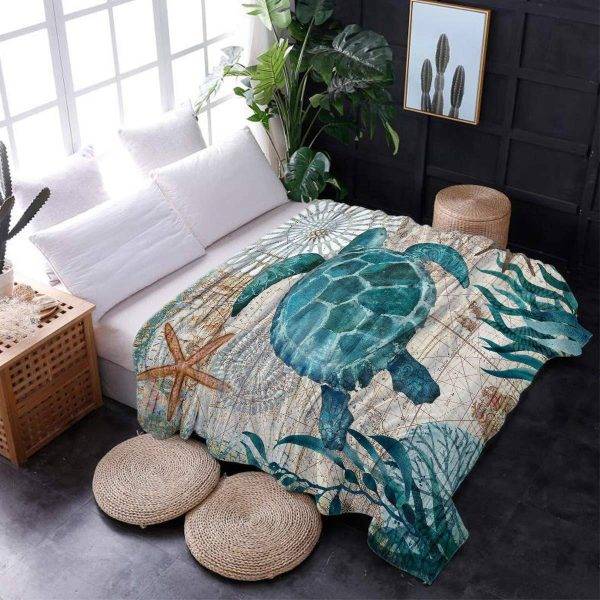 ocean turtle throw blanket