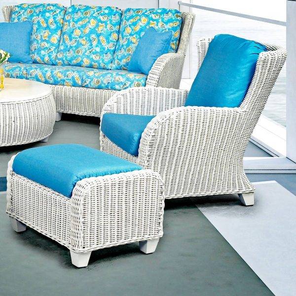 Clarissa lounge chair and ottoman set in white