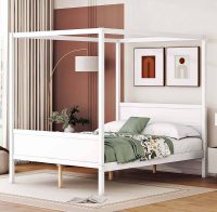 coastal white canopy bed