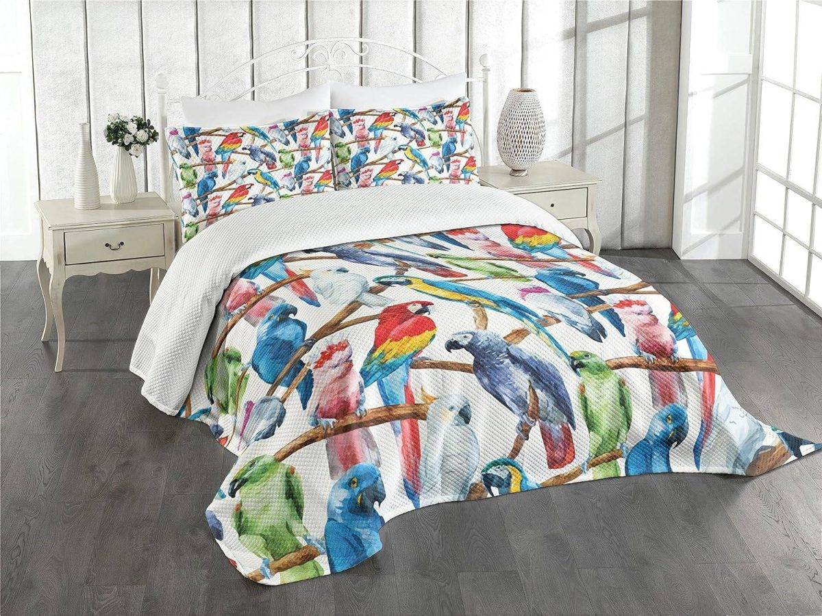 EXOTIC BIRDS BLANKET SET