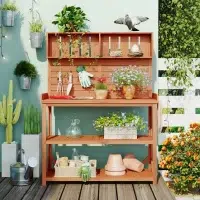 natural wood growing and potting bench