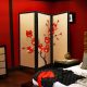 red blooms 3 panel screen