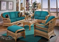 spice islands wicker set with aqua cushions