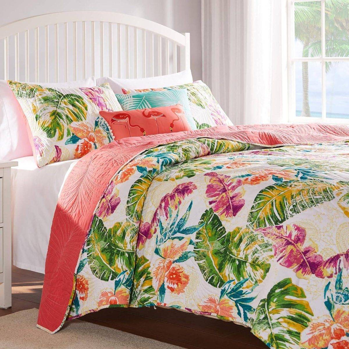 tropical coral quilt set