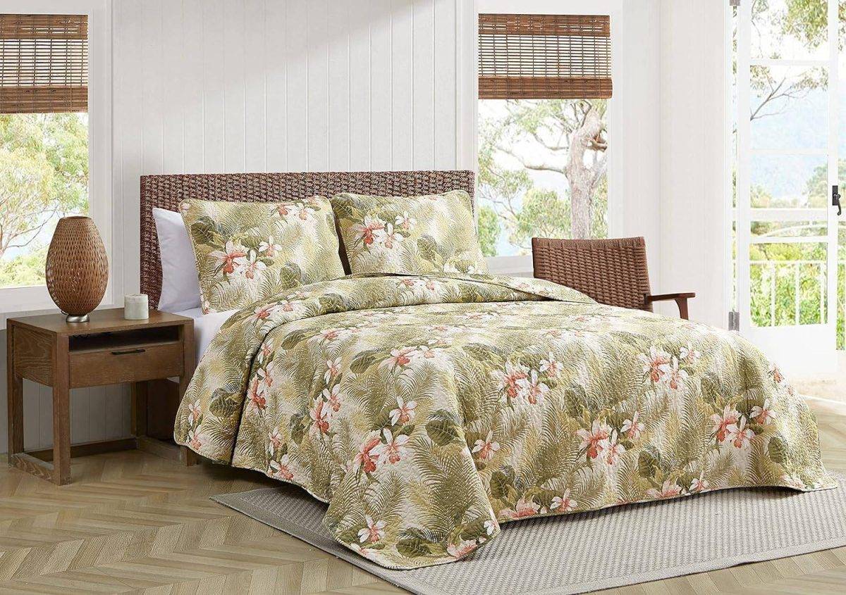 tropical orchid quilt set