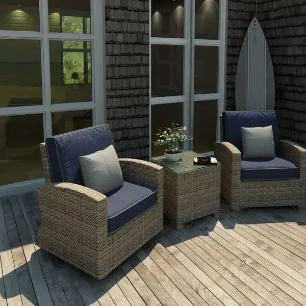 Bainbridge Wicker 3 Piece Chair Chat Set