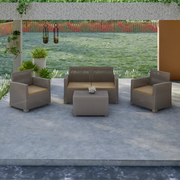Tahoe outdoor set Grey with Beige Cushions