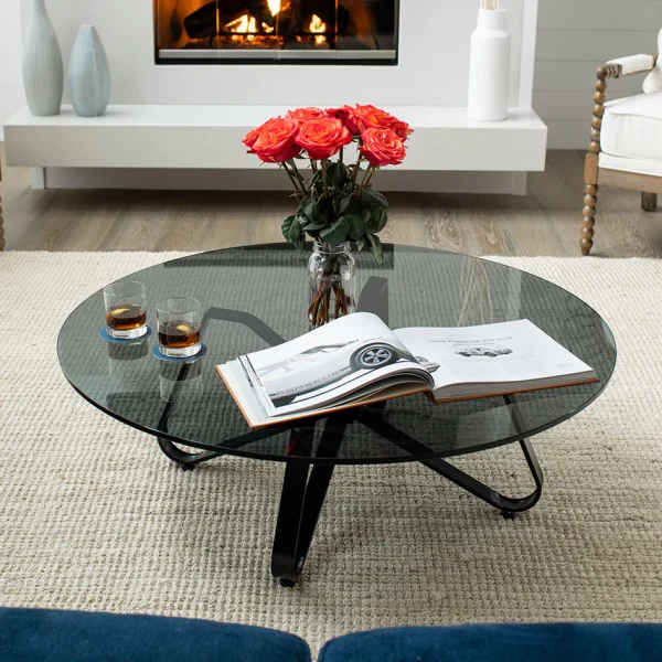 18" Round Grey Glass Table Tops