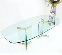 oval boat shape glass top