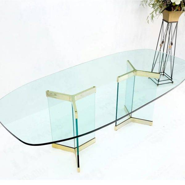 oval boat shape glass top