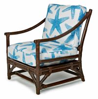 woodland rattan chair with a coastal fabric